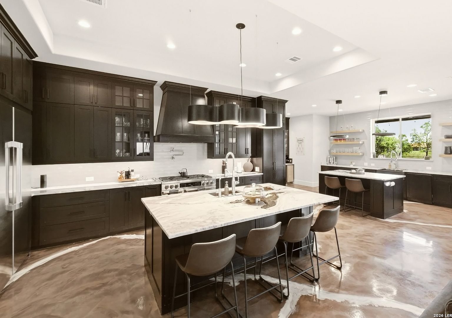 Kitchen and island seating