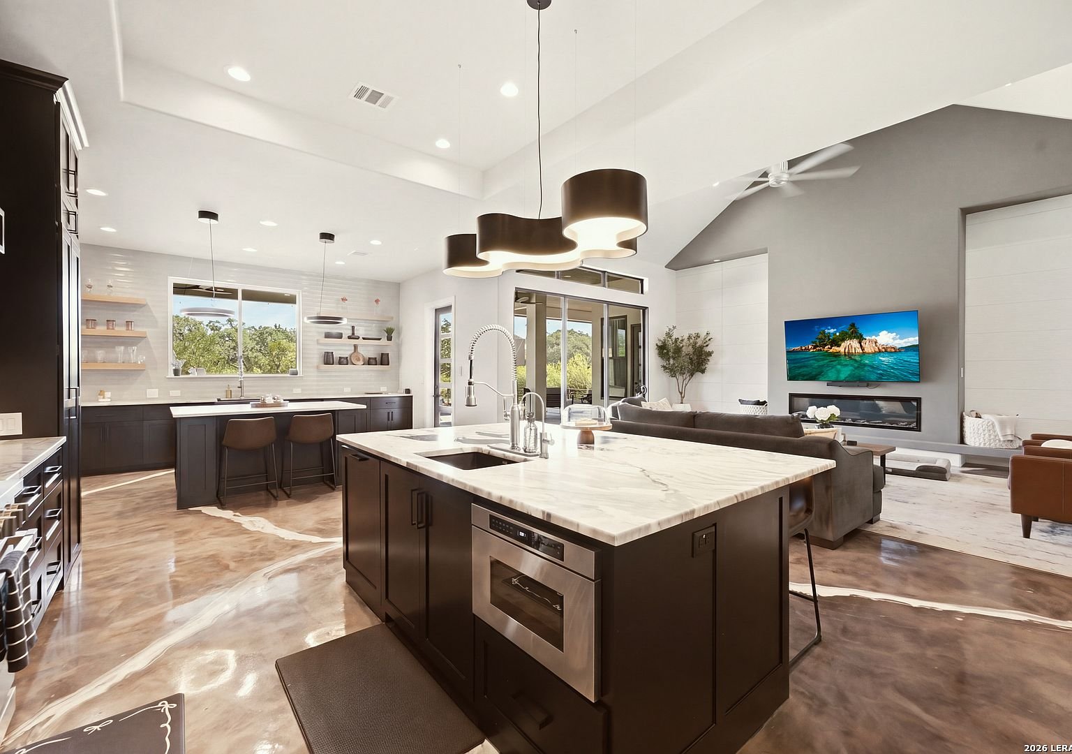 Kitchen opening to the living room
